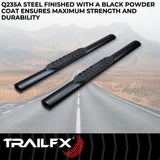 TrailFx - 4" Oval Straight Step Bar For Jeep Wrangler JL 2 Dr- Black (A1546T)