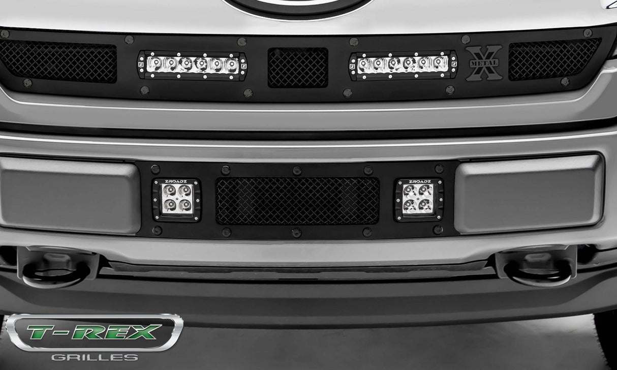 T-Rex Grilles - 1 Pc Small Mesh Mild Steel Stealth Torch Bumper Grille Replacement - Includes Universal Wiring Harness - 6325791-BR