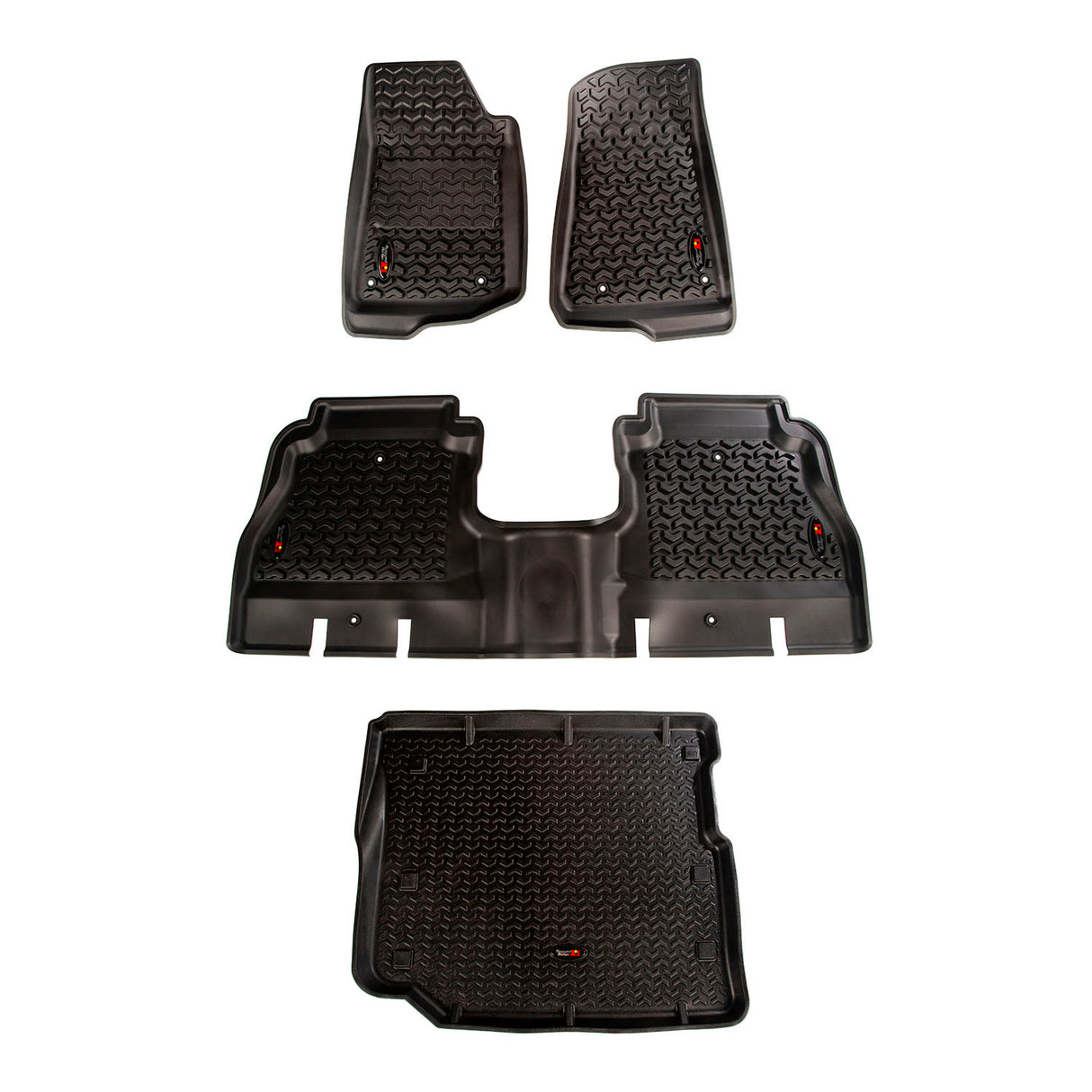 Rugged Ridge - Floor Liner, Front/Rear/Cargo; Black, 2018-2020 Jeep Wrangler JL 4 Dr - 12988.05