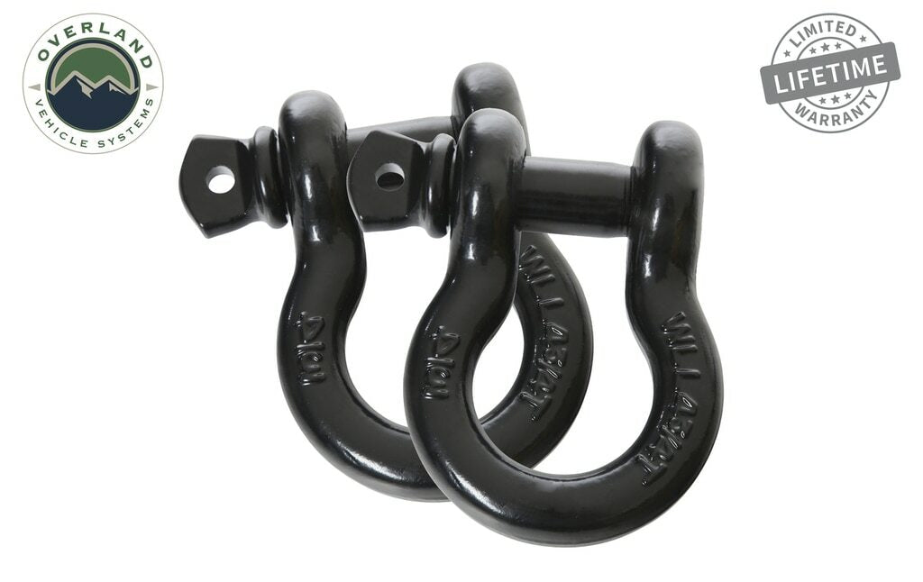 Overland Vehicle Systems - Recovery Shackle 19010201 3/4 4.75 Ton Black Sold In Pairs - 19010201