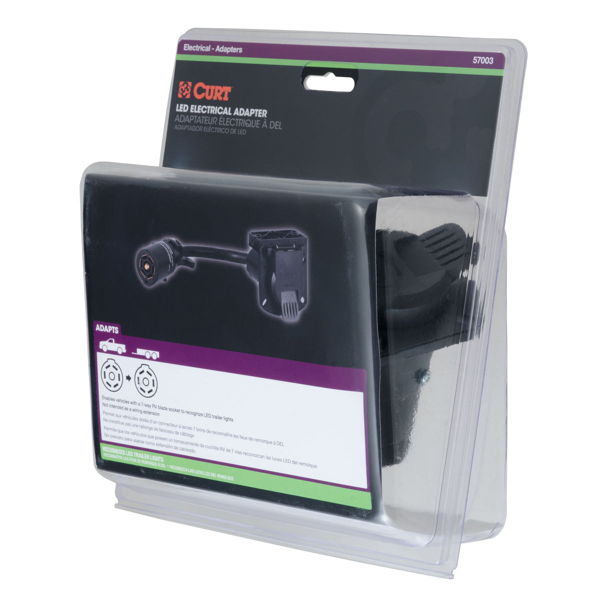 Curt - 7-Way RV Blade LED Electrical Adapter (Not a Wiring Extension) - 57003