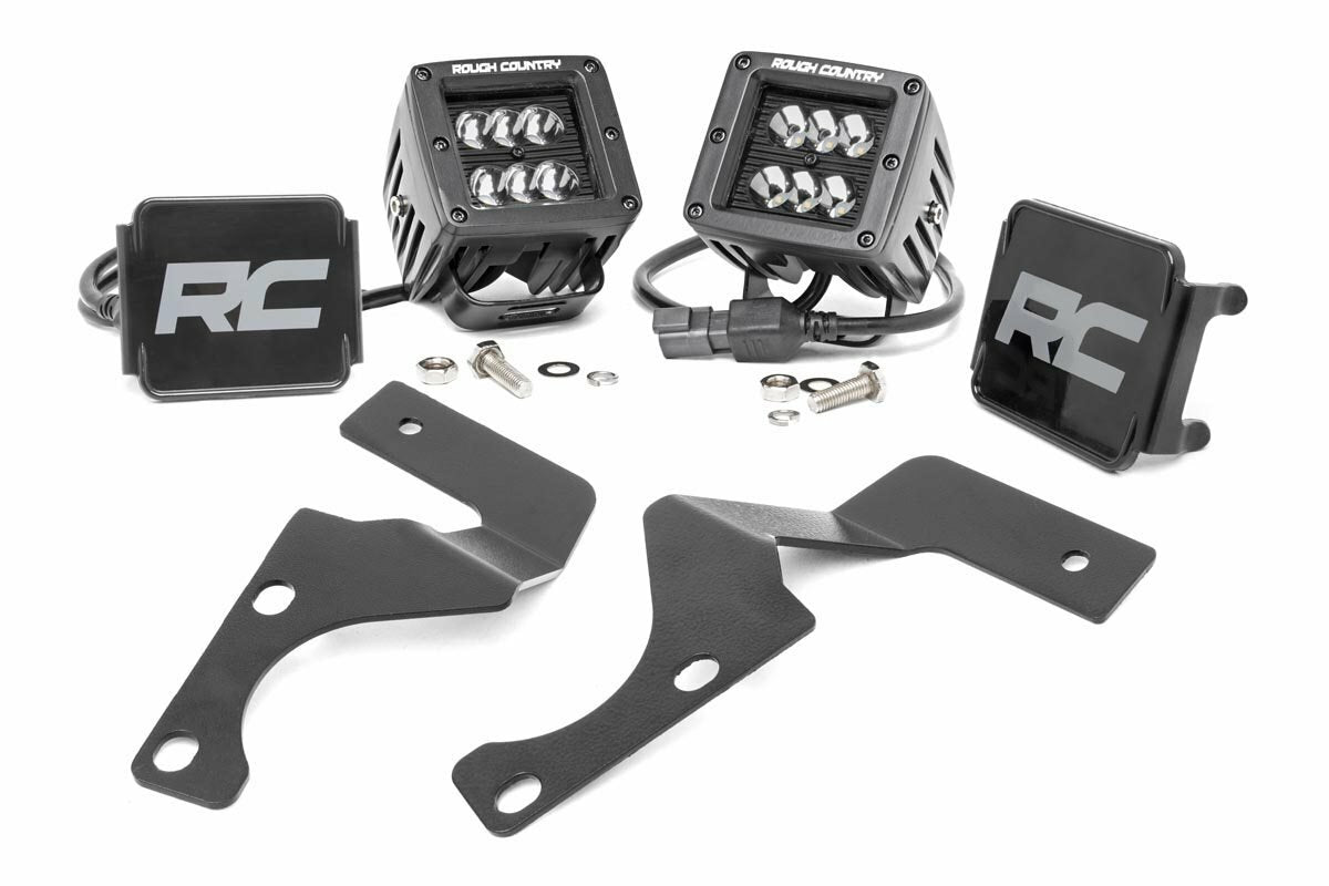 Rough Country - LED Light Kit - Ditch Mount - 2" Black Flood Pair - Toyota 4Runner (10-23) - 70799