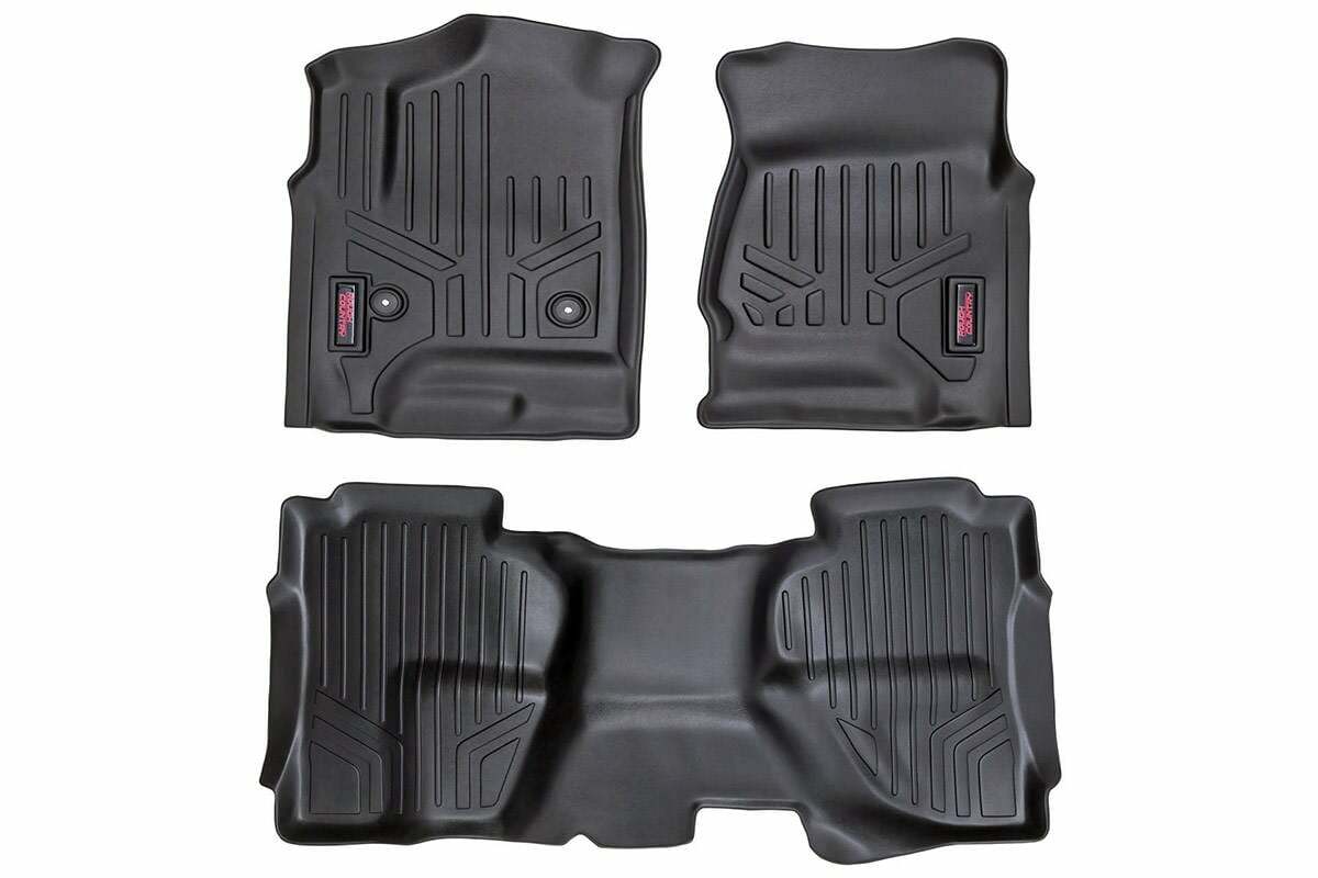 Rough Country Floor Mats - FR & RR - Ext Cab - Chevy GMC 1500 2500HD 3500HD 2WD 4WD - M-21412