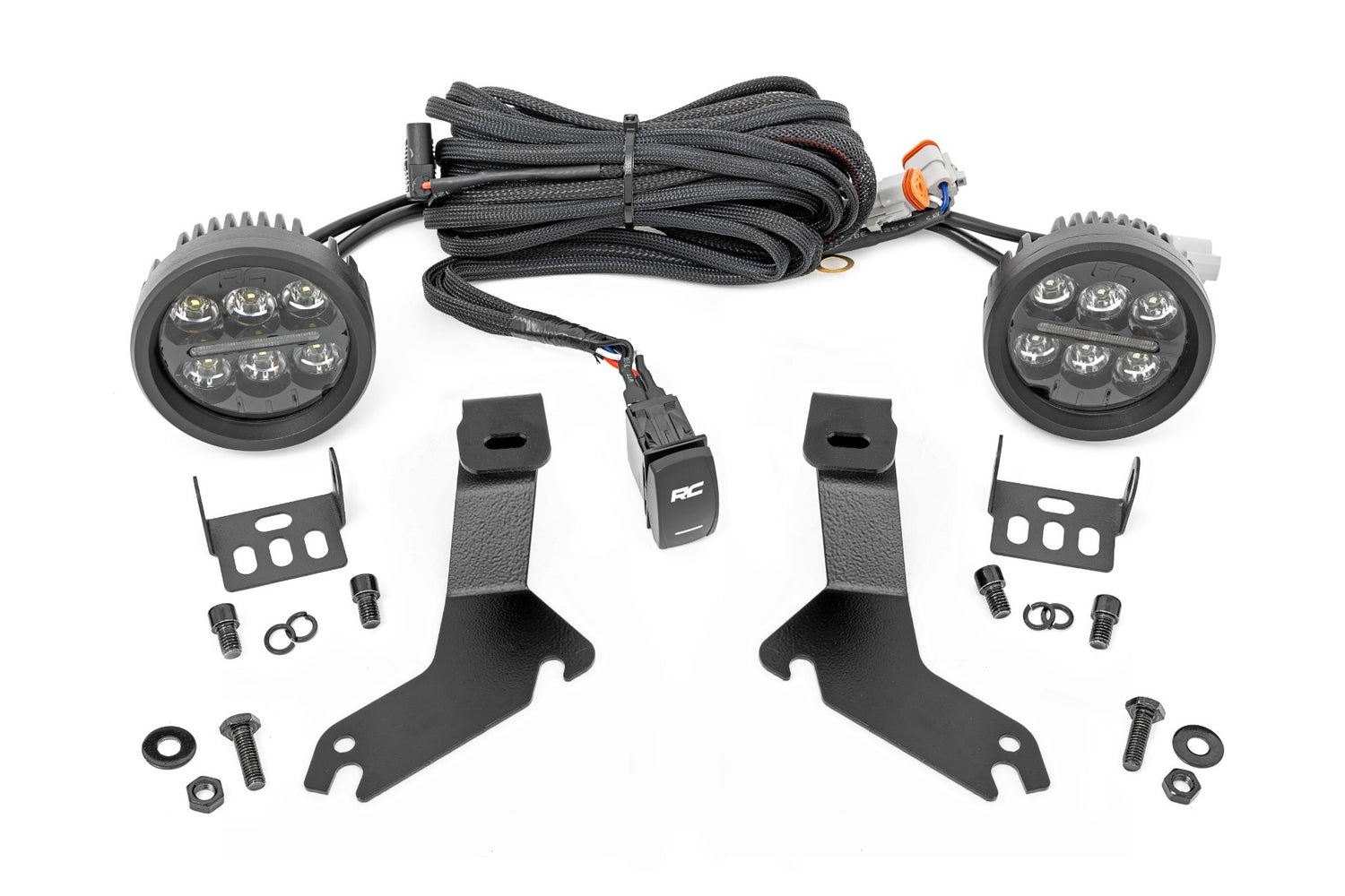 LED Light Kit - Ditch Mount - Black Series Round - 3.5 Inch - Amber DRL - Chevy 1500 (99-06)