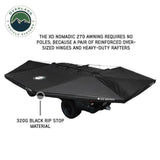 Overland Vehicle Systems - XD Nomadic 270 - Awning W/Lights and Black Out , Driver Side, Black Body, Black Trim and Black Travel Cover - 19690001