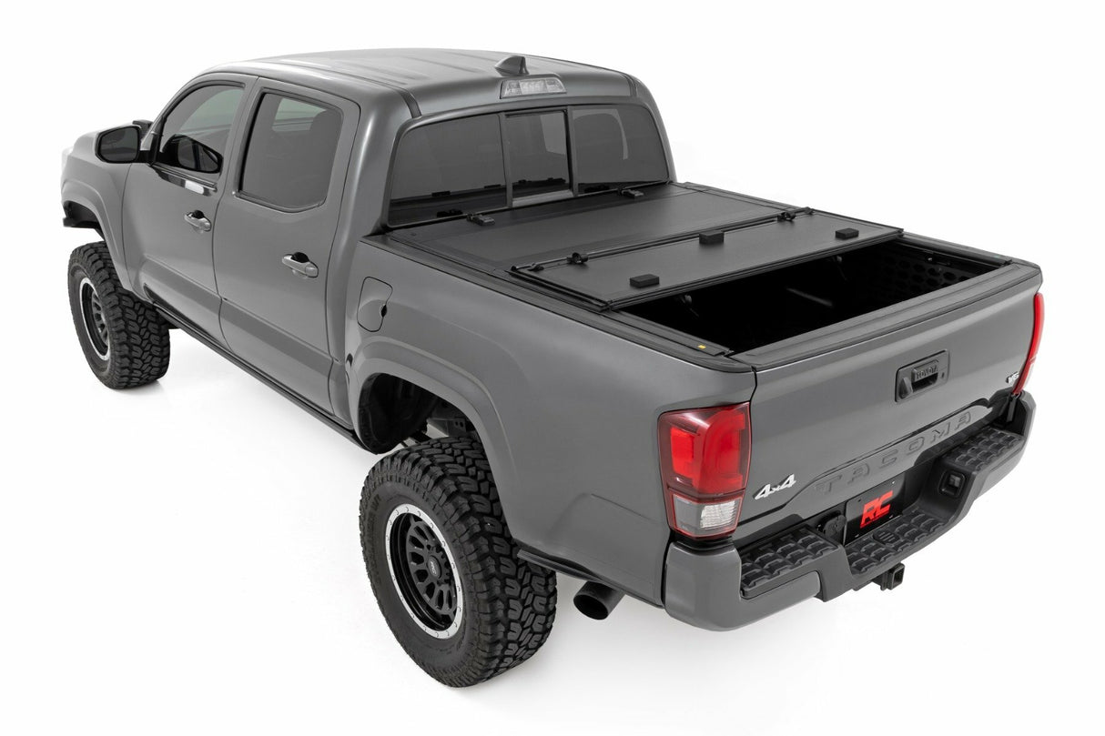 Rough Country - Hard Tri-Fold Flip Up Bed Cover - 5' Bed - Toyota Tacoma 2WD 4WD (16-23) - 49420500