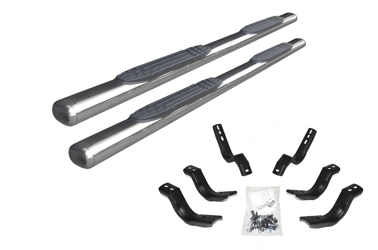 Go Rhino - 104443280PS - 4" 1000 Series Side Steps with Mounting Bracket Kit - Polished Stainless Steel