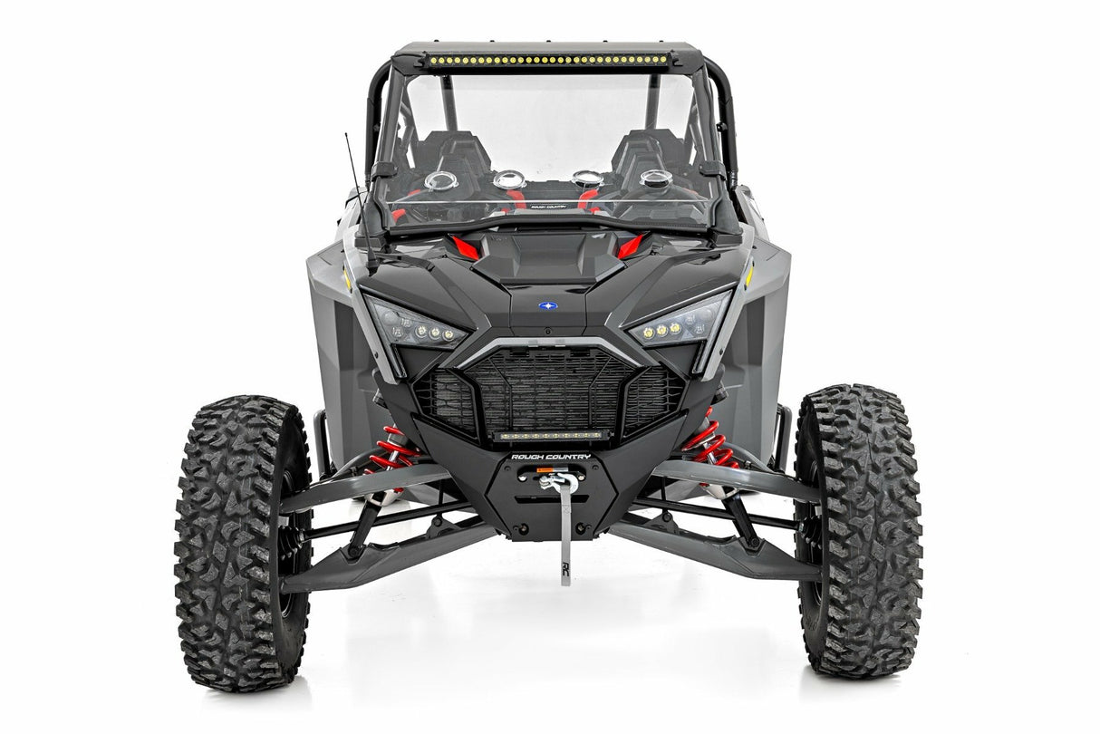 Rough Country - 30" Single Row Light Mount - Front - Black Series - White DRL - Polaris RZR Turbo R 4WD - 93161