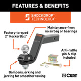 Curt - RockerBall Cushion Hitch with 2" Ball (2" Shank, 7,500 lbs., 5" Drop) - 45144