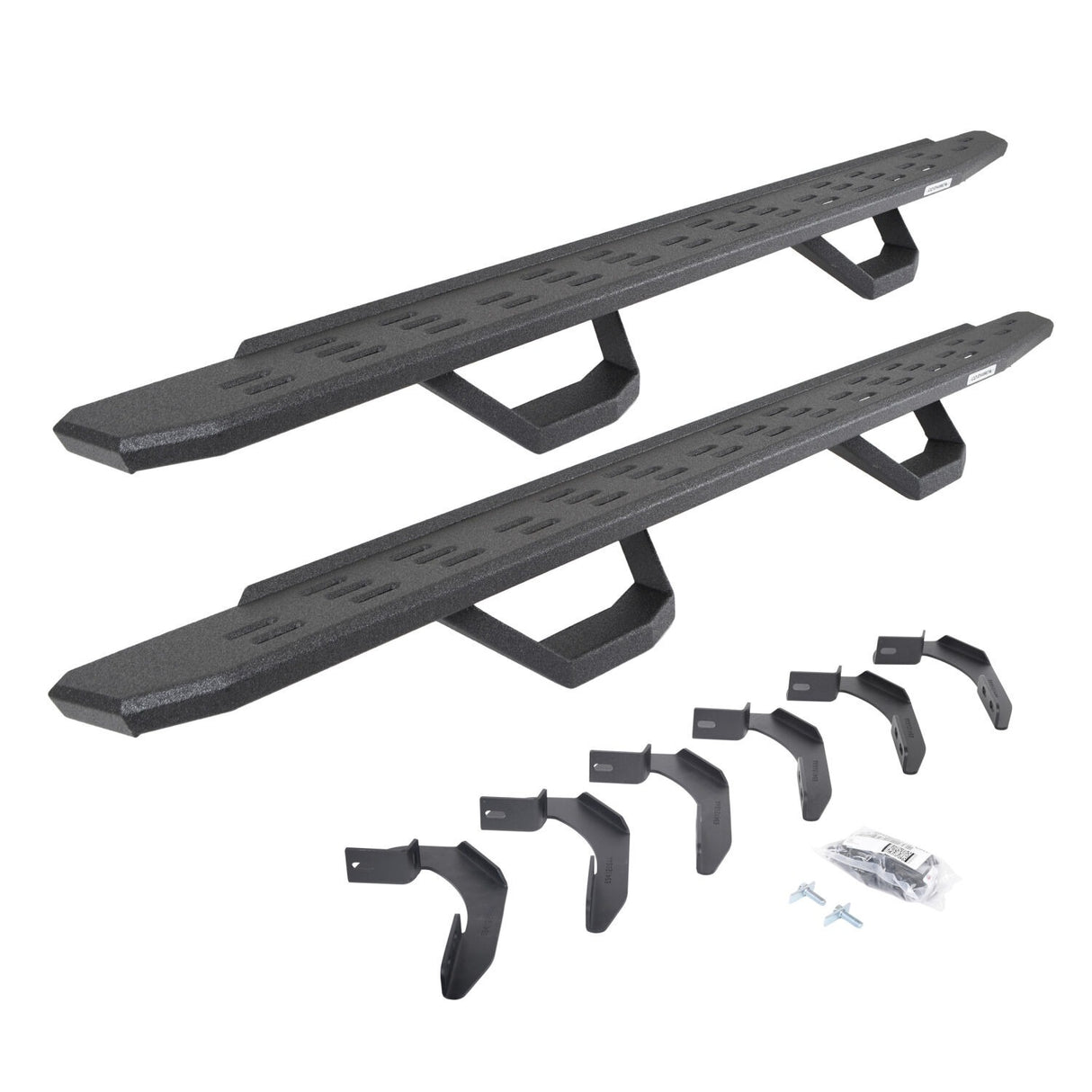 Go Rhino 6963468020T - RB30 Running Boards with Mounting Brackets & 2 Pairs of Drops Steps Kit - Protective Bedliner Coating