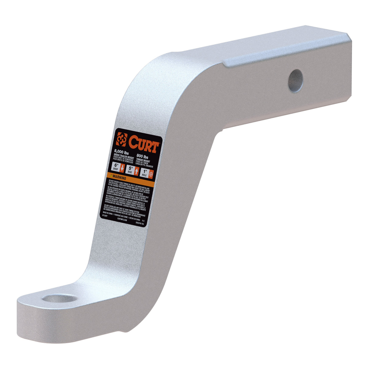 Curt - Aluminum Ball Mount (2" Shank, 8,000 lbs, 6" Drop, 8-1/2" Long) - 45362