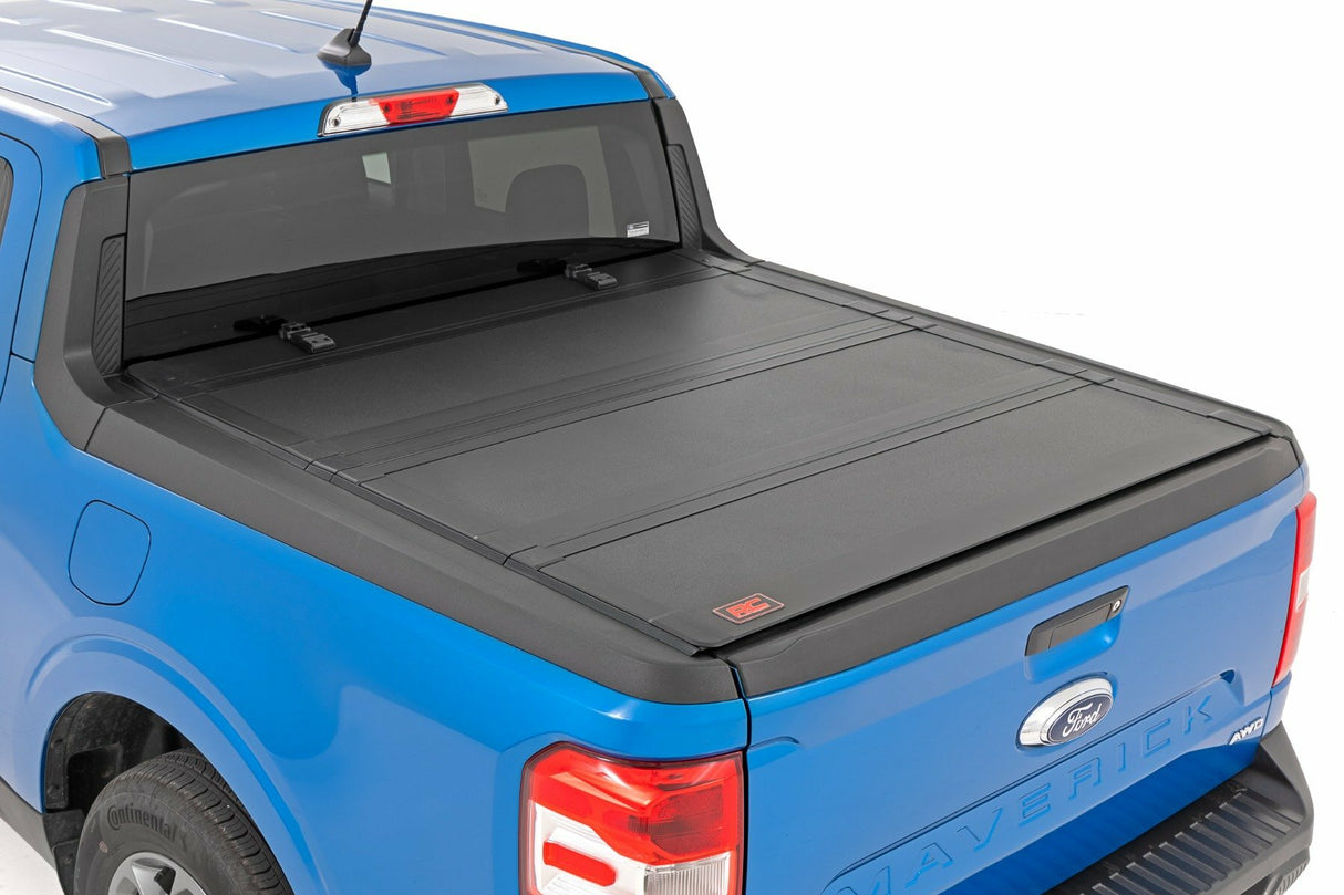 Rough Country - Hard Tri-Fold Flip Up Bed Cover - 4'6" Bed - Ford Maverick (22-23) - 49254500
