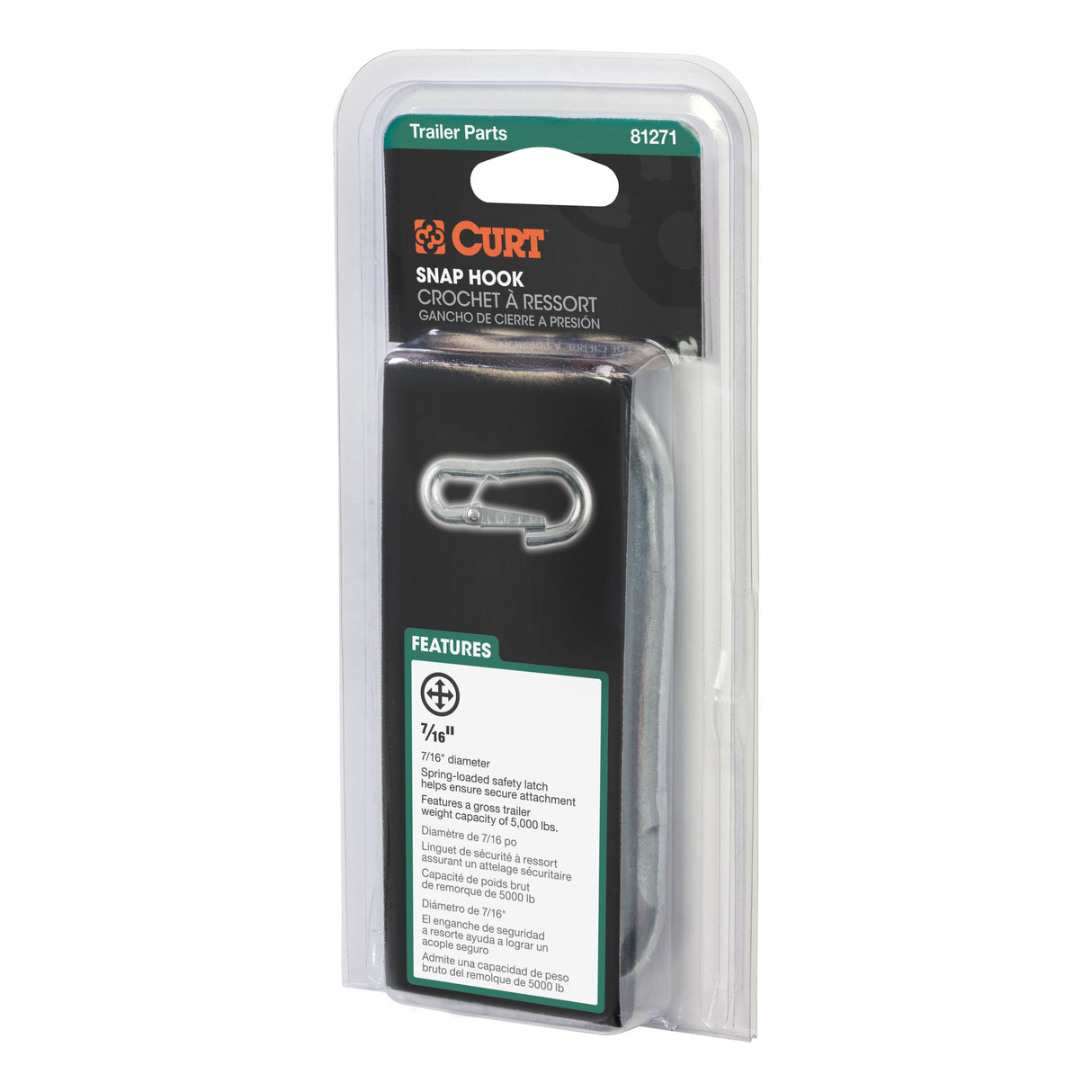 Curt - 7/16" Snap Hook (5,000 lbs, Packaged) - 81271