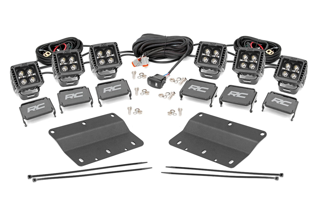 Rough Country - LED Light Kit - Fog Mount - Triple 2" Black Pair - Amber DRL - Ford Bronco (21-23) - 51088