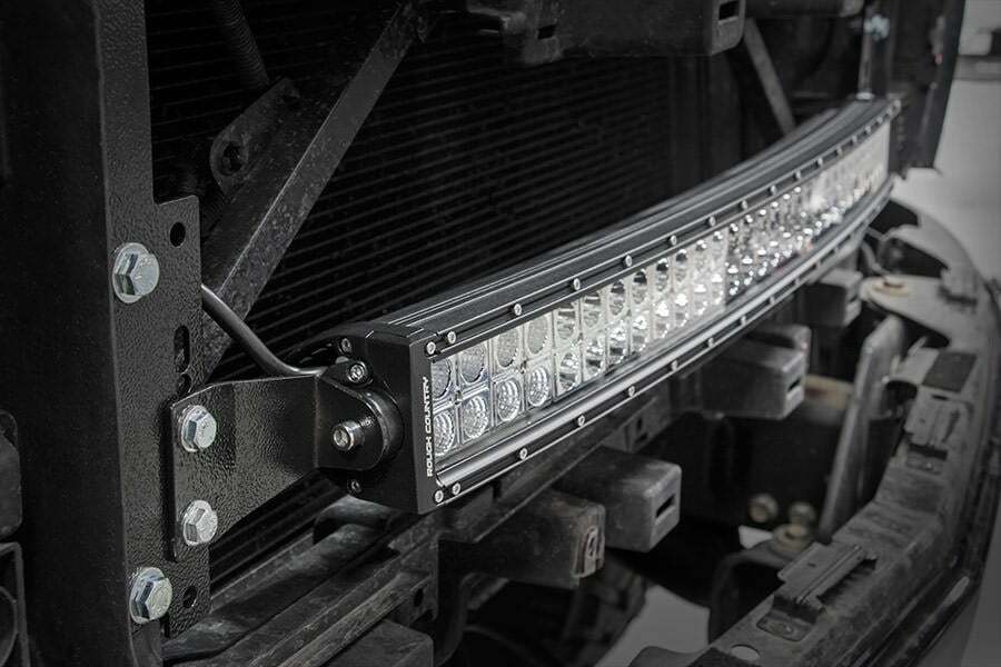 Rough Country - LED Light Kit - Behind Grille Mount - 30" Black Dual Row - White DRL - Chevy Silverado 1500 (14-15) - 70624