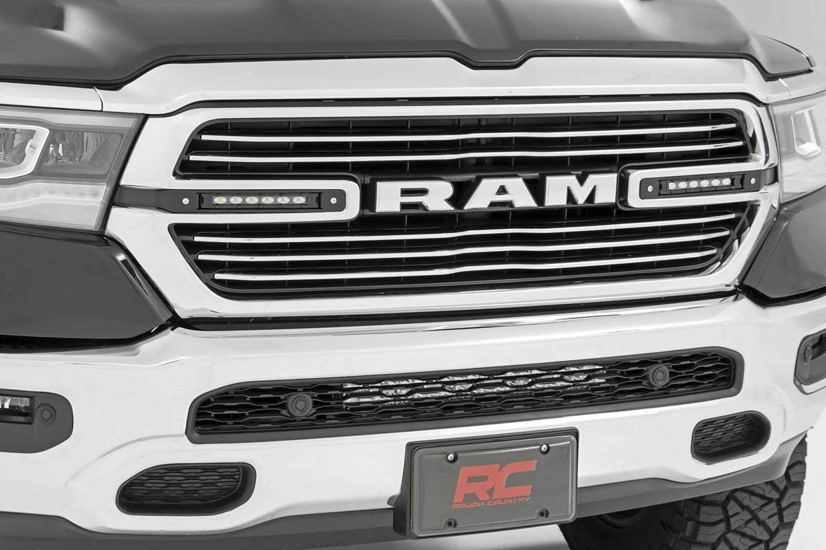 Rough Country - Dual 6in LED Grille Kit - Black Slimline - Ram 1500 2WD 4WD (19-23) - 70783