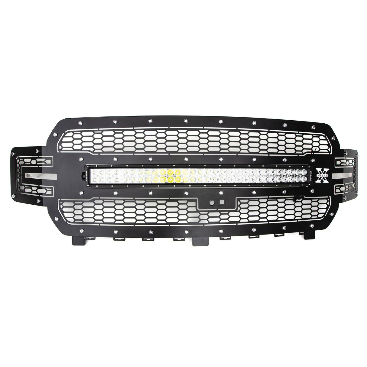 T-Rex Grilles - 1 Pc Laser Cut Pattern Mild Steel Laser Torch Grille Replacement - Includes Universal Wiring Harness - 7315751