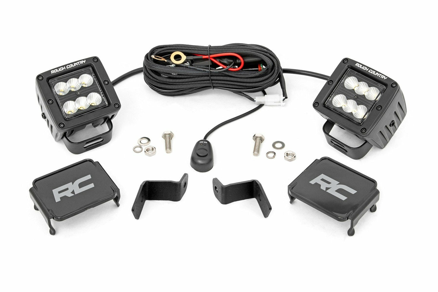 Rough Country - LED Light Kit - Ditch Mount - 2" Black Pair - Flood - Ford F-150 (15-23) F-150 Lightning (22-23) - 71029