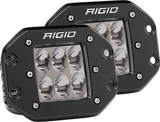 RIGID D-Series PRO LED Light, Driving Optic, Flush Mount, Black Housing, Pair