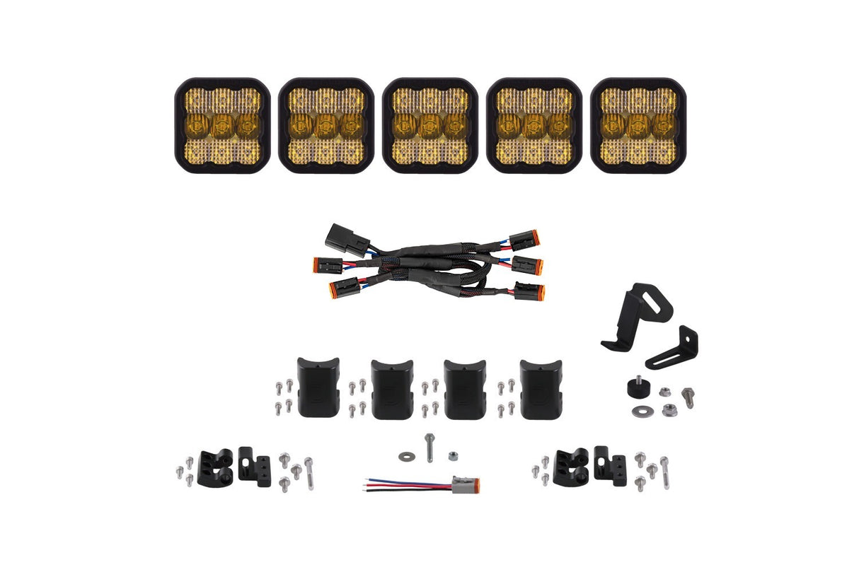 Diode Dynamics - SS5 Pro Universal CrossLink 5-Pod Lightbar Yellow Combo - DD7243