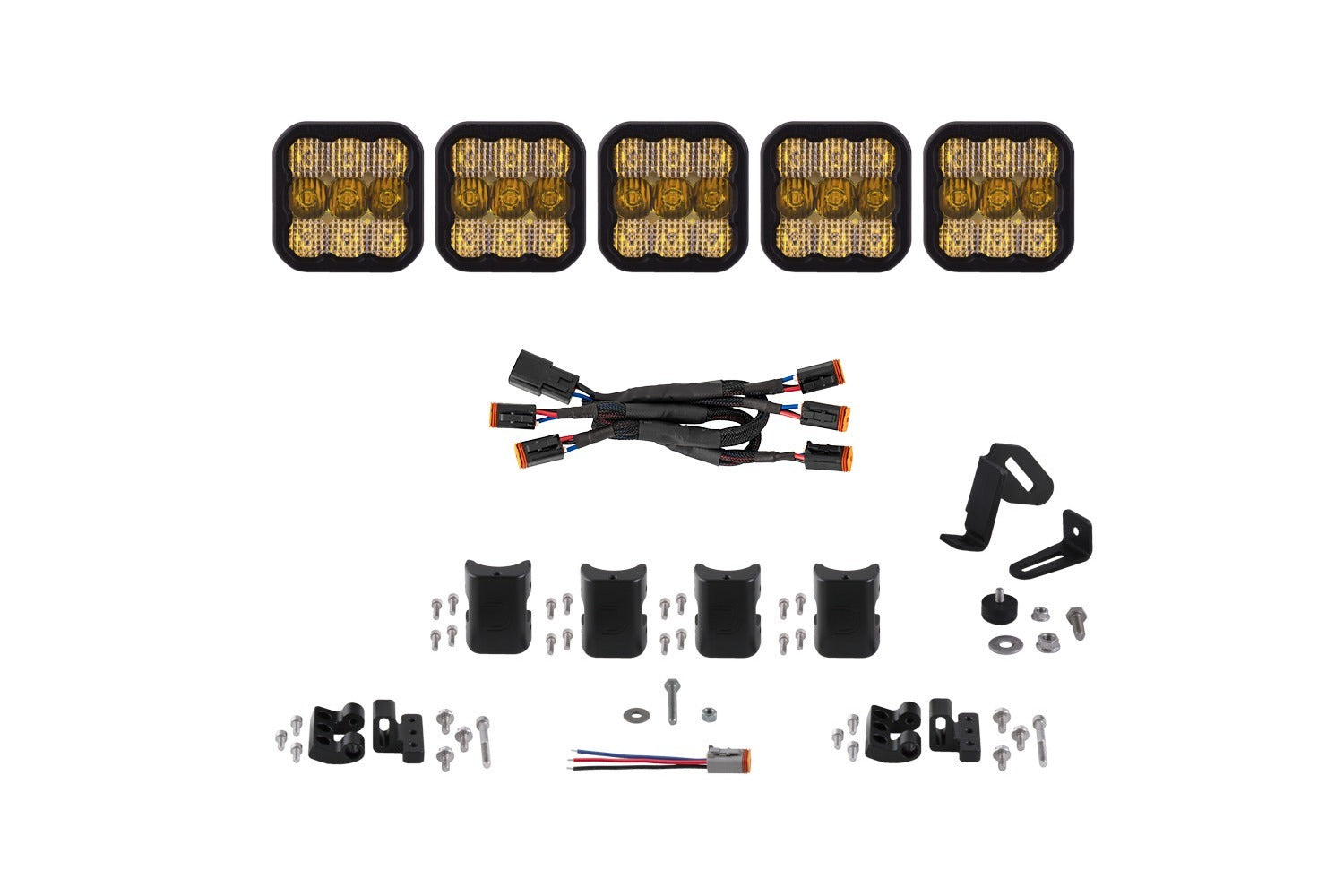 Diode Dynamics - SS5 Pro Universal CrossLink 5-Pod Lightbar Yellow Combo - DD7243
