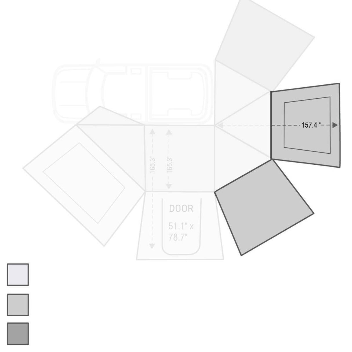 Overland Vehicle Systems - 270 Awning Wall With Window - Nomadic Awning 270 Side Wall 2 - 18109910