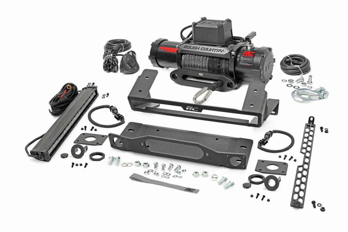 Rough Country - High Winch Mount - All Models - 9500S - 20 Inch Black Single Row LED - Ford Bronco (21-23) - 51095