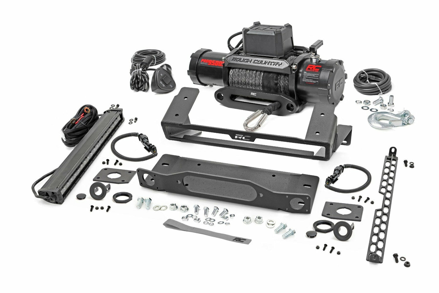 Rough Country - High Winch Mount - All Models - 9500S - 20 Inch Black Single Row LED - Ford Bronco (21-23) - 51095