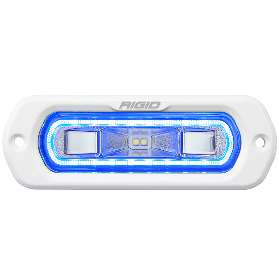 RIGID Industries - 51201 SR-L Series Marine Spreader Pod, 2 Wire Flush Mount, White W/Blue Halo