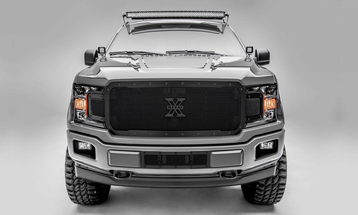 T-Rex Grilles - 1 Pc Small Mesh Mild Steel Stealth X-Metal Grille Replacement - 6715711-BR