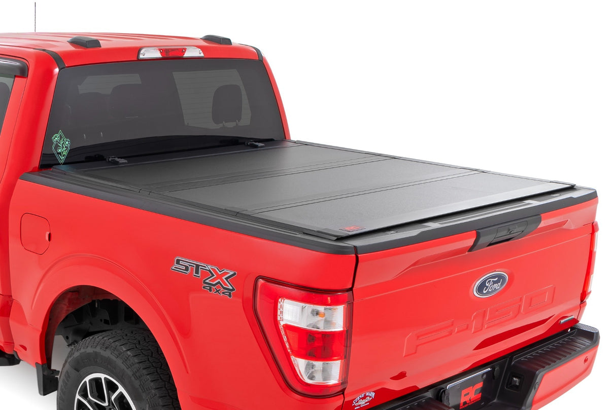Rough Country - Hard Tri-Fold Flip Up Bed Cover - 5'7" Bed - Ford F-150 (15-20) - 49220550