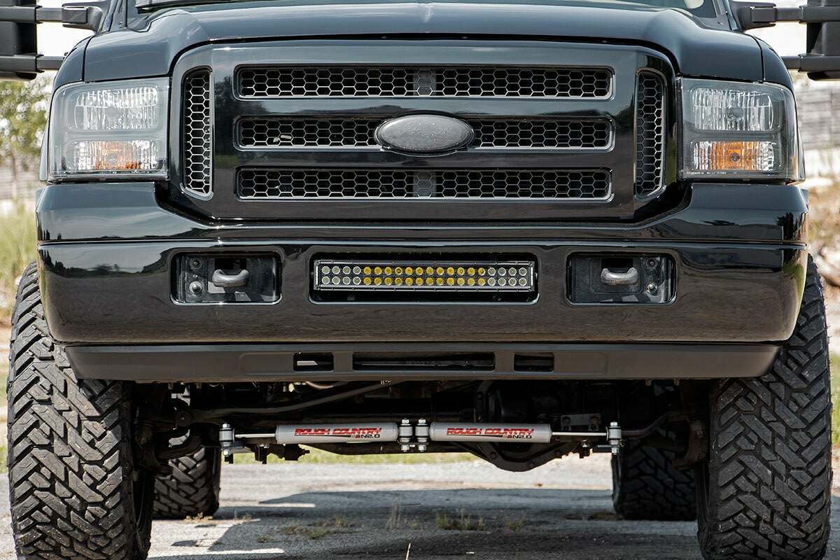 Rough Country - LED Light Kit - Bumper Mount - 20" Chrome Dual Row - White DRL - Ford Super Duty (05-07) - 70664DRL