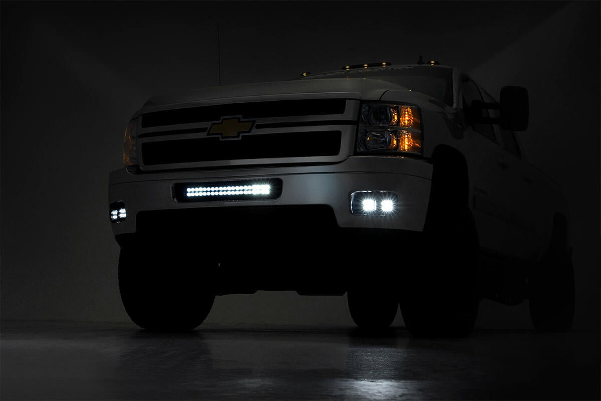 Rough Country - Chevrolet LED Fog Light Kit - Black Series w Amber DRL (11-14 Silverado HD) - 70628DRLA