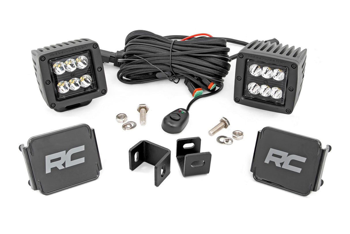 Rough Country - LED Light Kit - Ditch Mount - 2" Black Pair - Spot - Toyota Tundra (22-24) - 71071