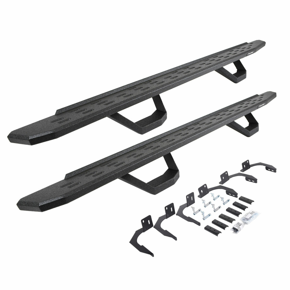 Go Rhino 6961068720T - RB30 Running Boards with Mounting Brackets & 2 Pairs of Drops Steps Kit - Protective Bedliner Coating