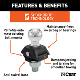 Curt - RockerBall 2" Cushion Hitch Trailer Ball (1" Shank, 7,500 lbs.) - 40247