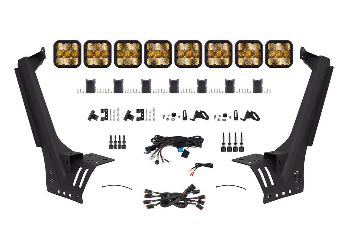 Diode Dynamics - Jeep JL SS5 Pro CrossLink Windshield Yellow Combo Lightbar Kit - DD7263
