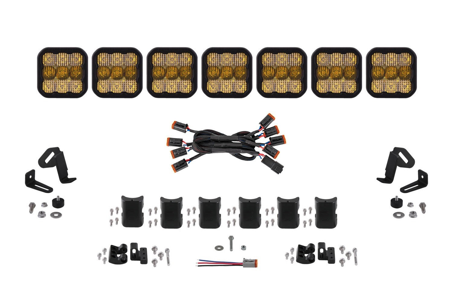 Diode Dynamics - SS5 Pro Universal CrossLink 7-Pod Lightbar Yellow Combo - DD7247