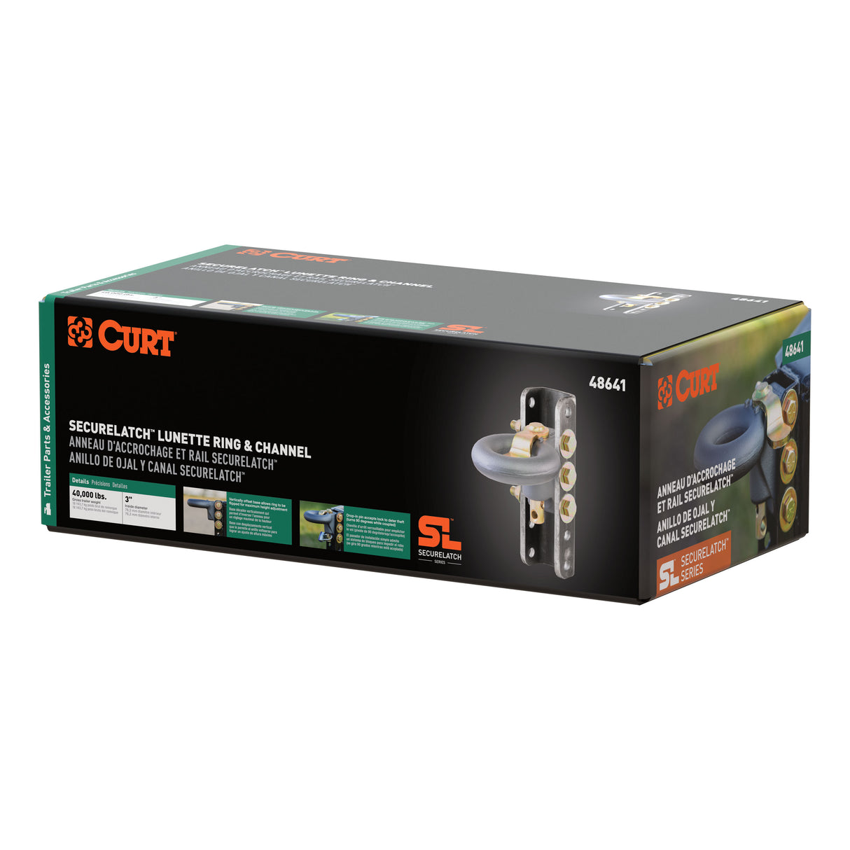 Curt - SecureLatch Lunette Ring & Channel (40,000 lbs, 3" ID, 11-3/4" Channel Height) - 48641