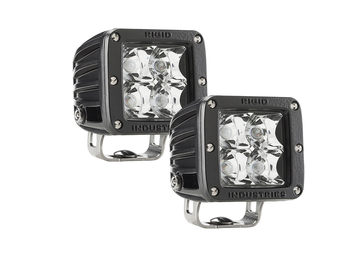 RIGID D-Series, E-Mark Certified, Spot Optic, Surface Mount, Black Housing, Pair
