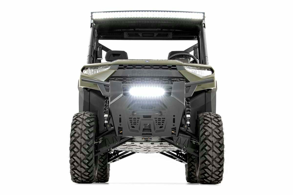 Rough Country - LED Light - Bumper Mount - 12" Black Single Row - White DRL - Polaris Ranger XP 1000 1000 Crew - 93027