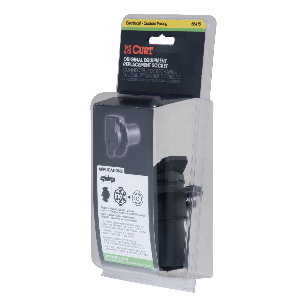 Curt - Replacement OE 7-Way RV Blade Socket (Twists into USCAR) - 56415