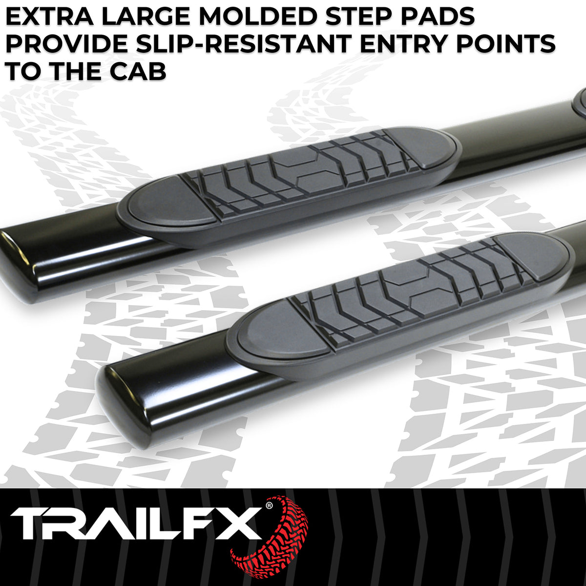 TrailFx - 5" Oval Straight Step Bar For Ford F150 Extended-Black (A7014B)