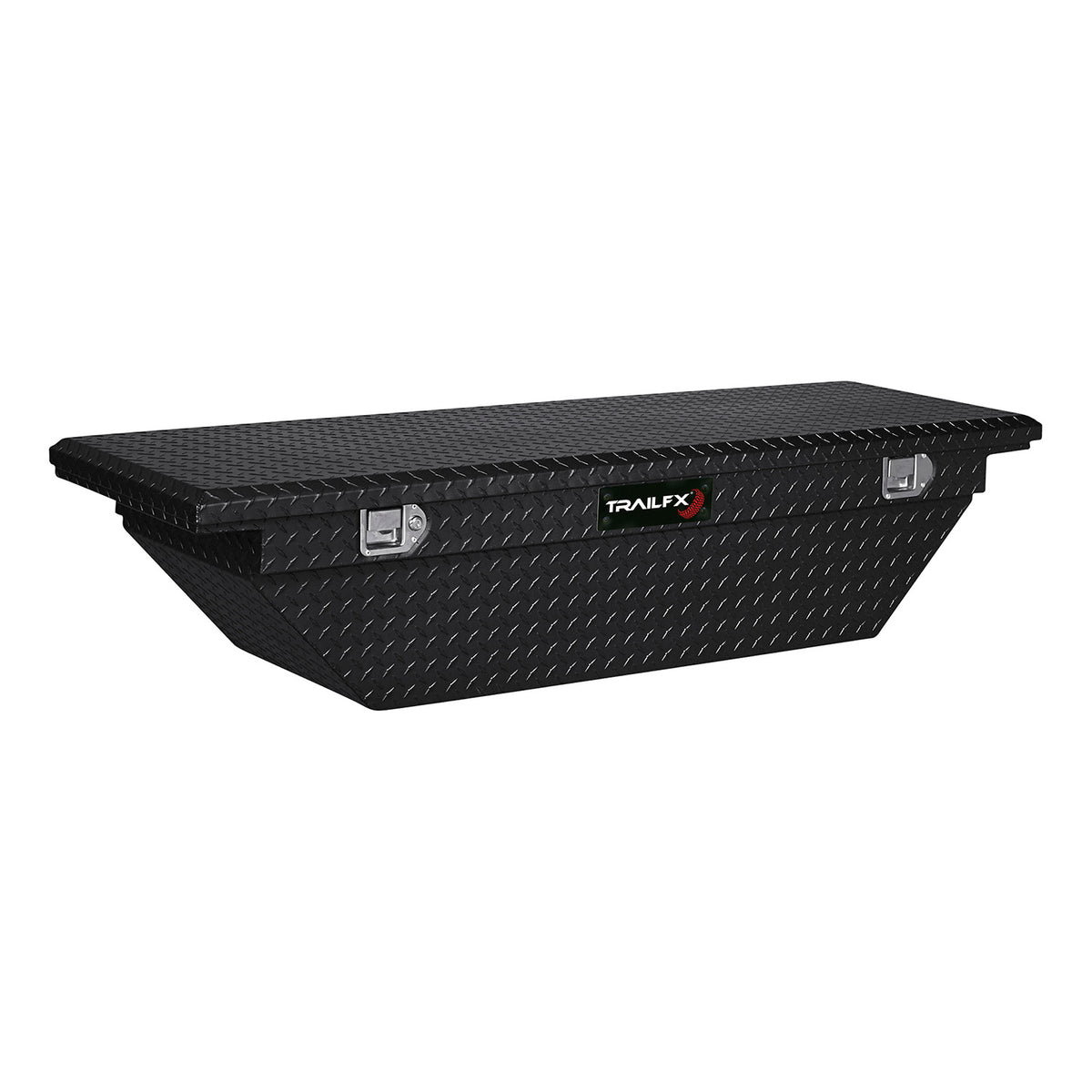 TrailFx - 63 Inch Aluminum Low Profile Single Lid Angled Crossover Toolbox- Gloss Black (120632)