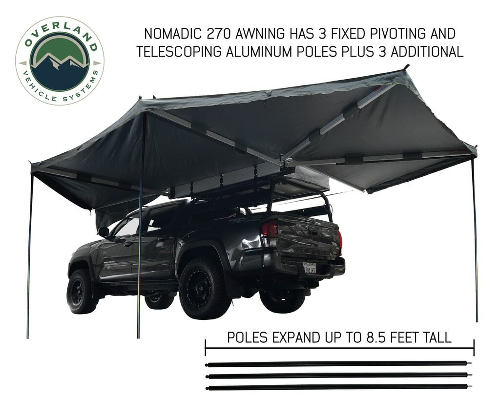 Overland Vehicle Systems - Nomadic Awning 270 Degree - Driver Side Dark Gray - 19519907