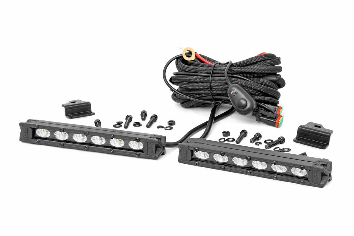 Rough Country - LED Light Kit - Bumper Mount - 6" Black Slimline Pair - Honda Foreman Rancher - 92016