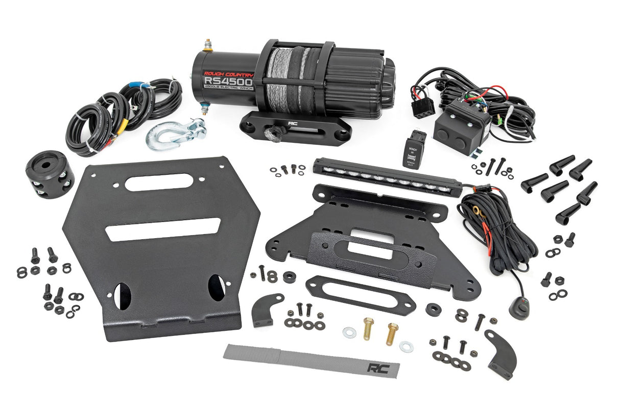 Rough Country - LED Light - Winch Mount - RS4500S - 10" Black Slimline - Polaris RZR Pro R - 92063