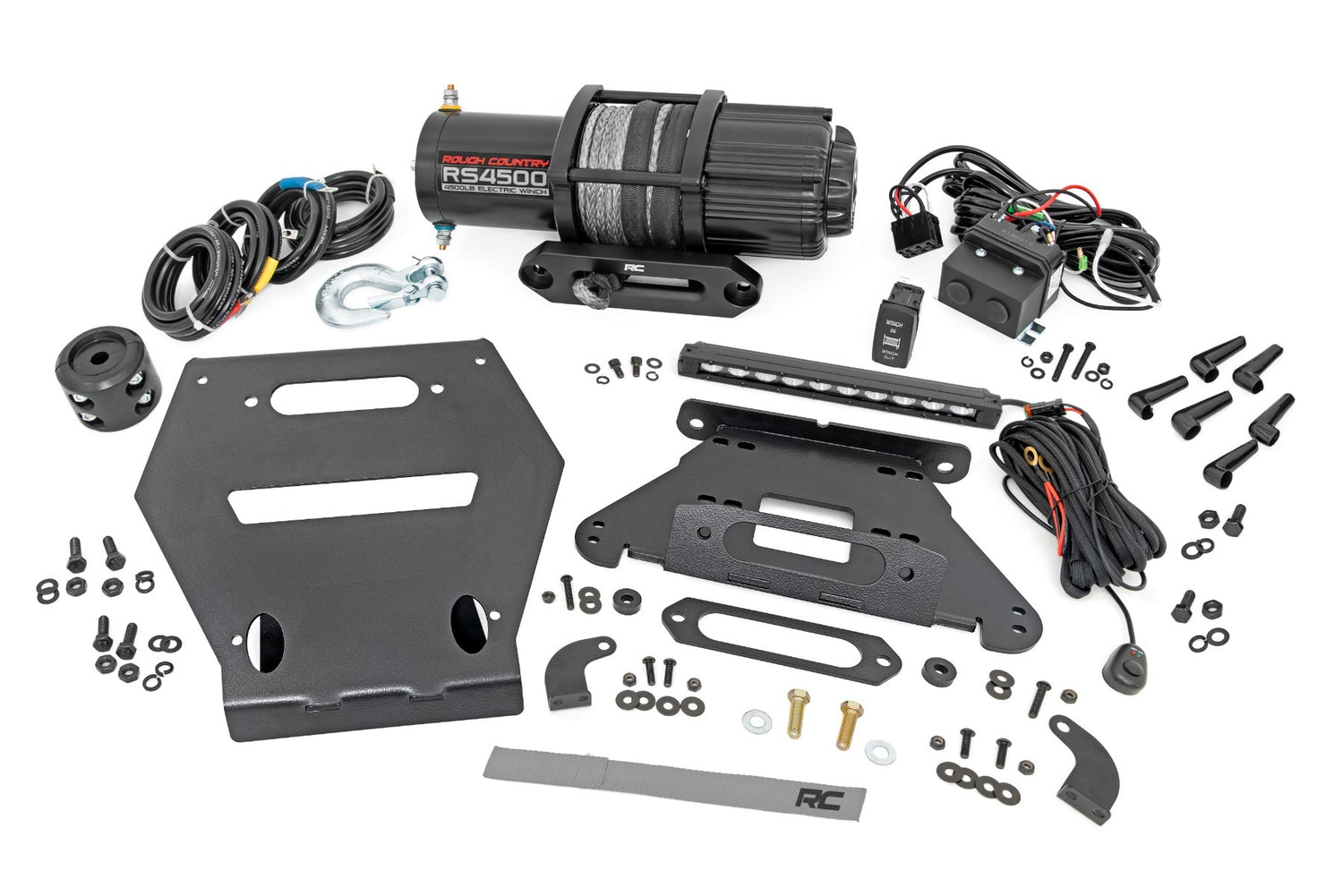 Rough Country - LED Light - Winch Mount - RS4500S - 10" Black Slimline - Polaris RZR Pro R - 92063