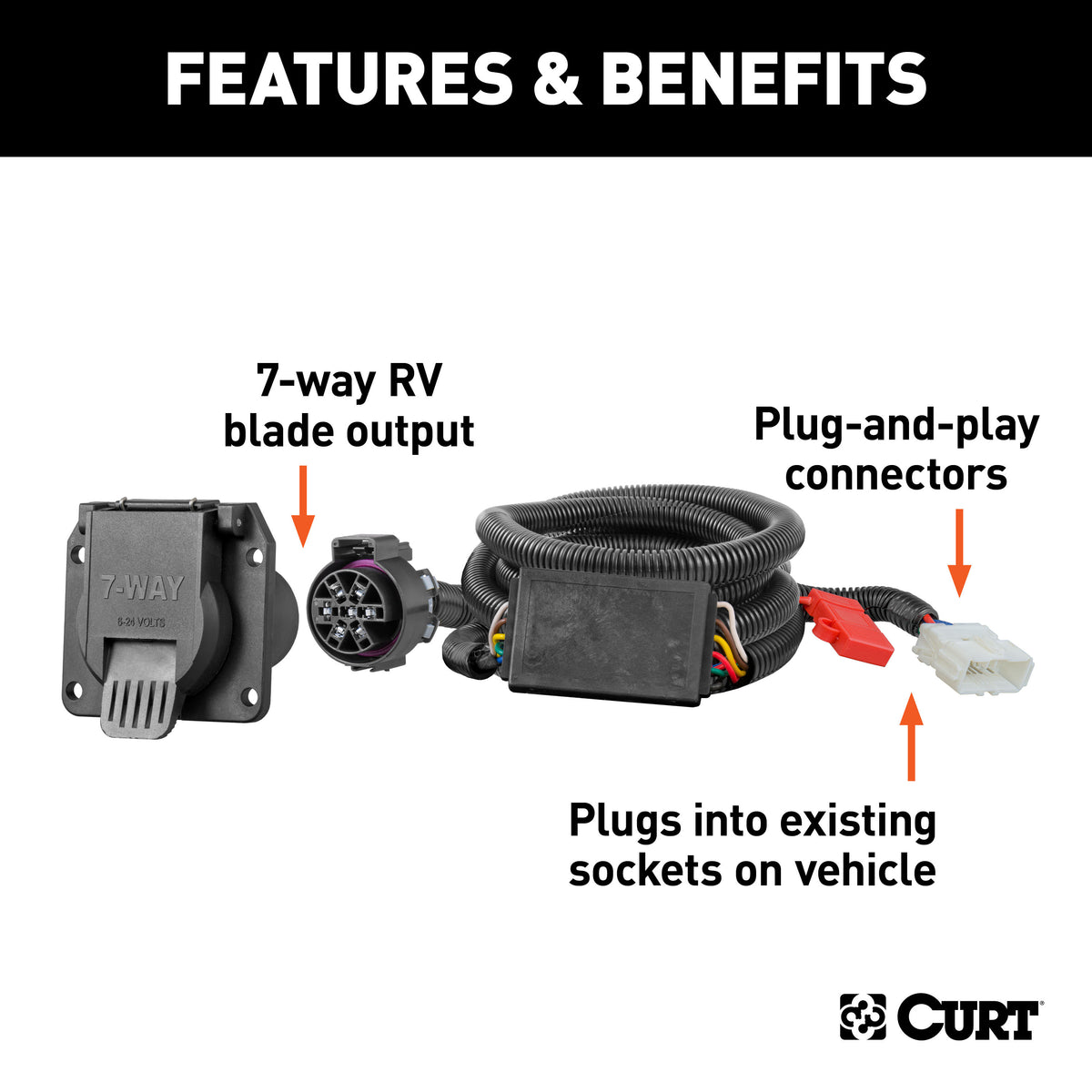 Curt - Custom 7-Way RV Blade, Select Honda Pilot, Passport, OEM Tow Package Required - 56421