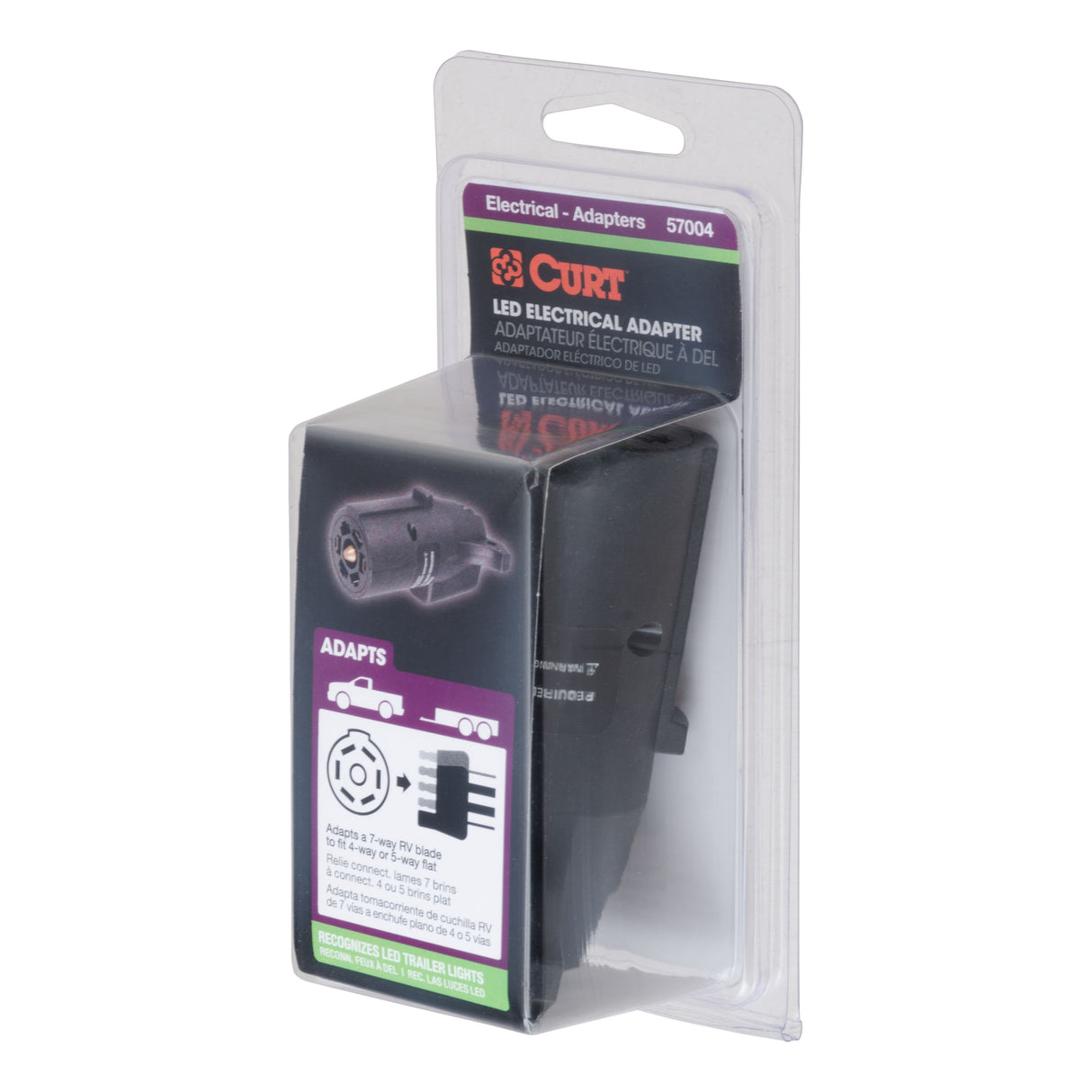 Curt - LED Electrical Adapter (7-Way RV Blade Vehicle to 4 or 5-Way Flat Trailer) - 57004